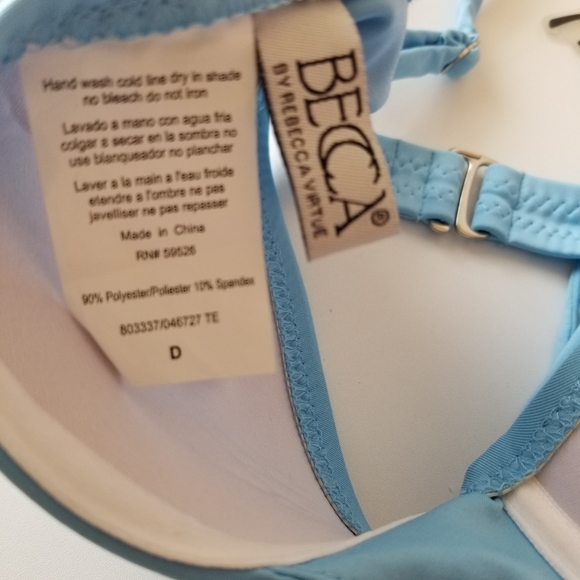 BECCA by Veronica Virtue Baby Blue Bikini Top New Size D - Picture 8 of 12